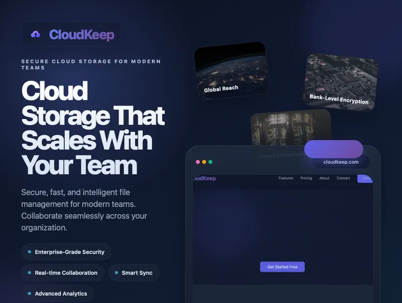 Cloud Keep website or product design presentation