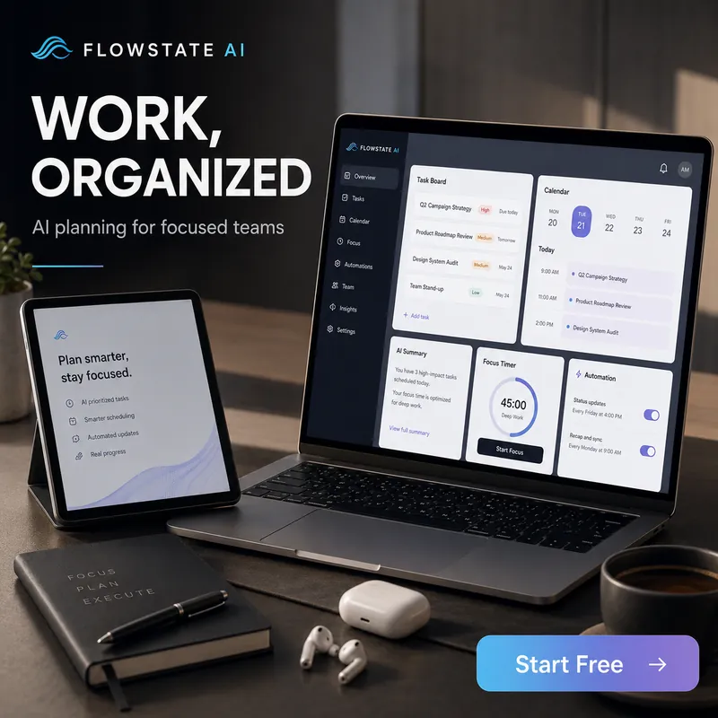 Flowstate AI product advertising concept