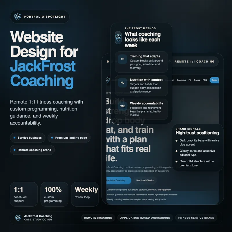 Frost website or product design presentation under the JackFrost Coaching name