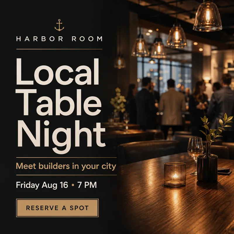 Harbor Room — Local Table Night marketing graphic