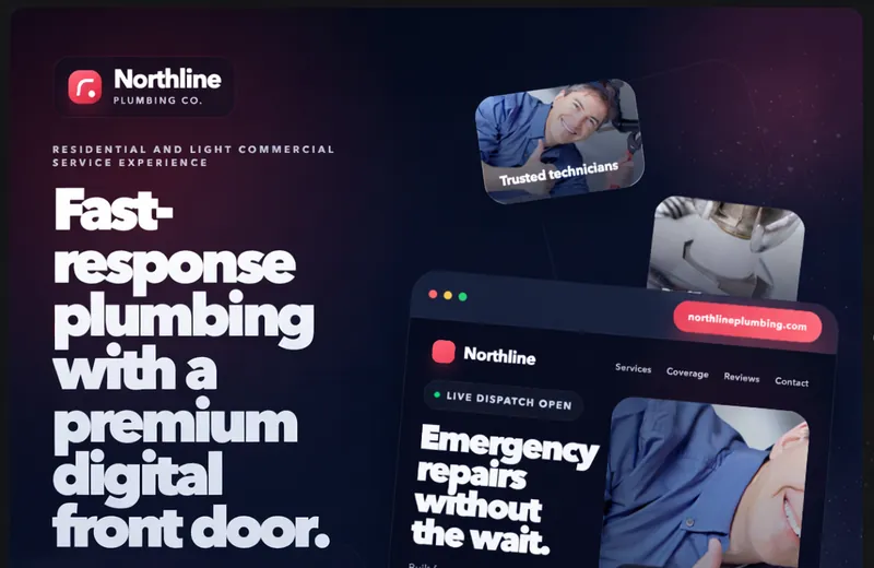 Northline Plumbing website or product design presentation
