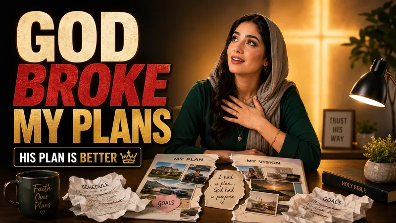 A faith-themed thumbnail combining a portrait, journal imagery, and a warm gold-and-red headline.