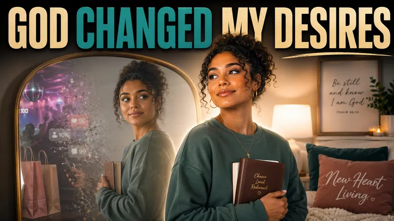 A faith-themed thumbnail contrasting two portrait settings beneath a large editorial headline.