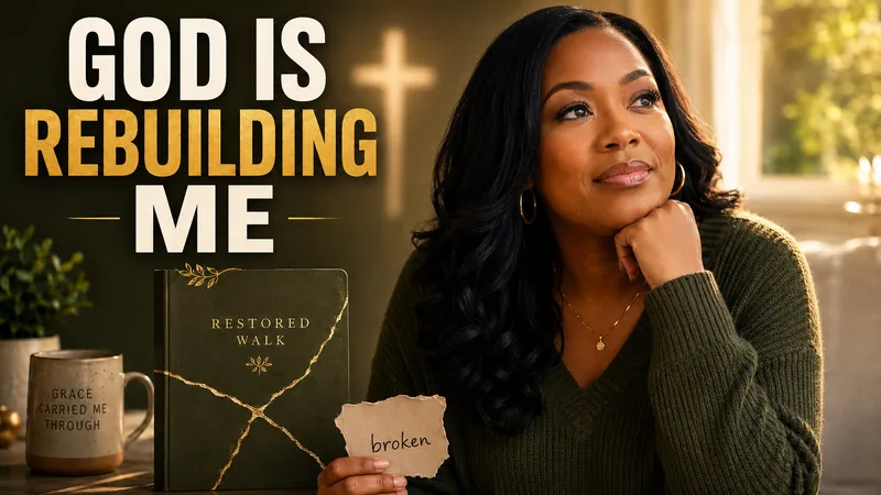 A faith-themed thumbnail pairing a reflective portrait with warm lighting and bold gold lettering.