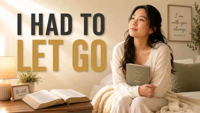 A faith-themed thumbnail with a seated portrait, Bible and journal imagery, and a light neutral headline.