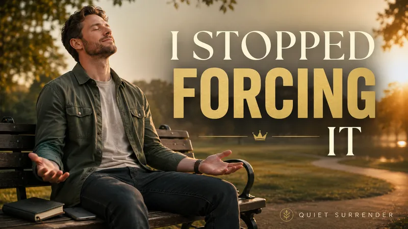 A faith-themed thumbnail featuring a seated outdoor portrait and warm editorial typography.