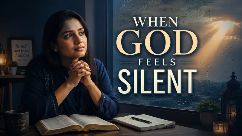 A faith-themed thumbnail pairing a contemplative portrait and open book with cloudy sky imagery.